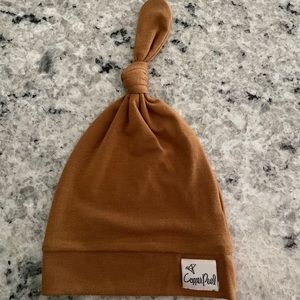 Copper pearl baby top knot hat